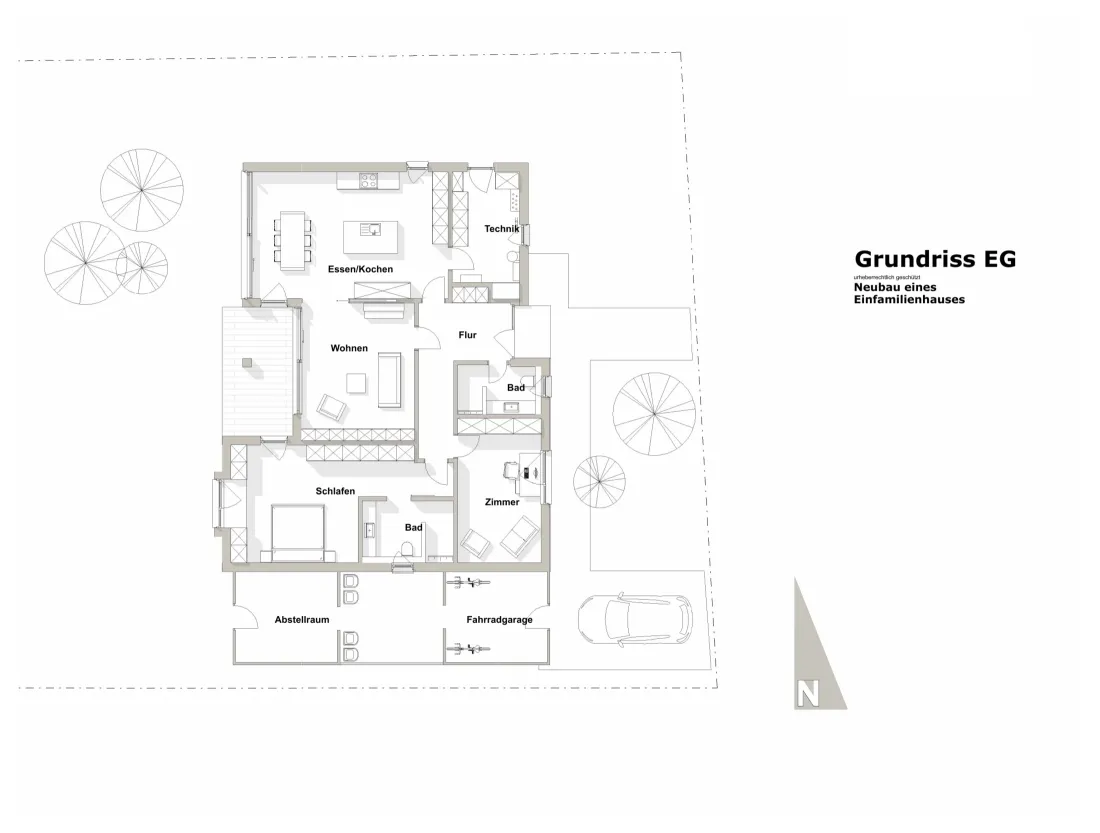 Grundriss eines altersgerechten Bungalows